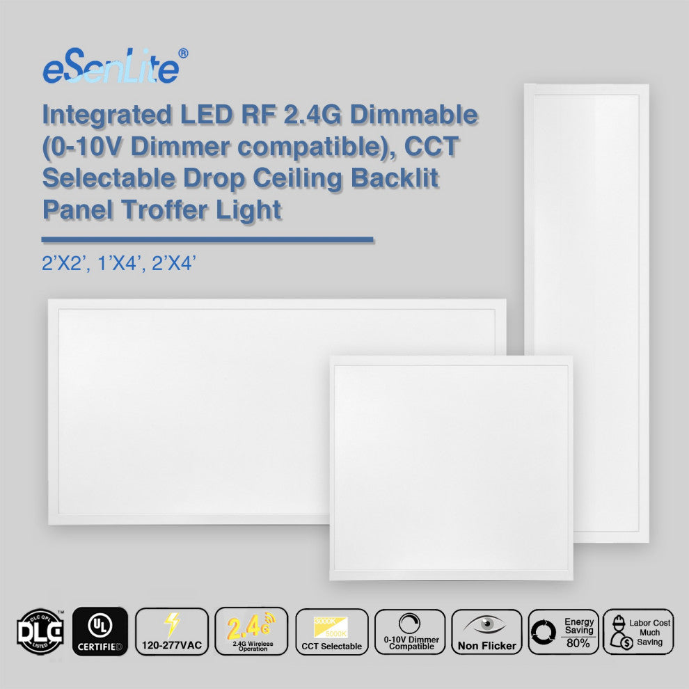 Integrated LED RF 2.4G Dimmable Drop Ceiling Backlit Panel, 2x2 4-Pack