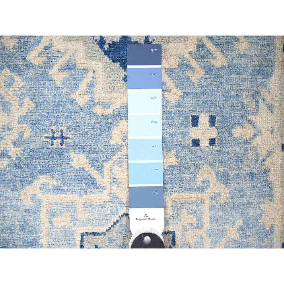 Beau Blue Vintage Look Kazak Hand Knotted Wool Oversized Rug 12'1"x17'4"
