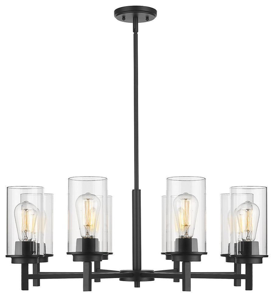 8 Light 30" Matte Black Chandelier