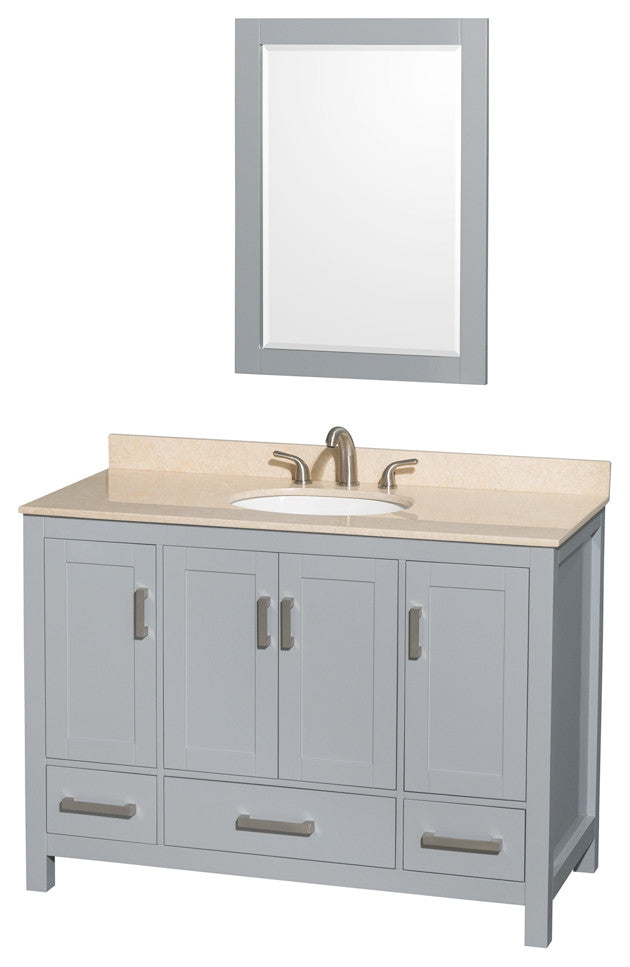 Wyndham WCS141448SGYIVUNOM24 48 inch Vanity in Gray with Ivory Marble and Round