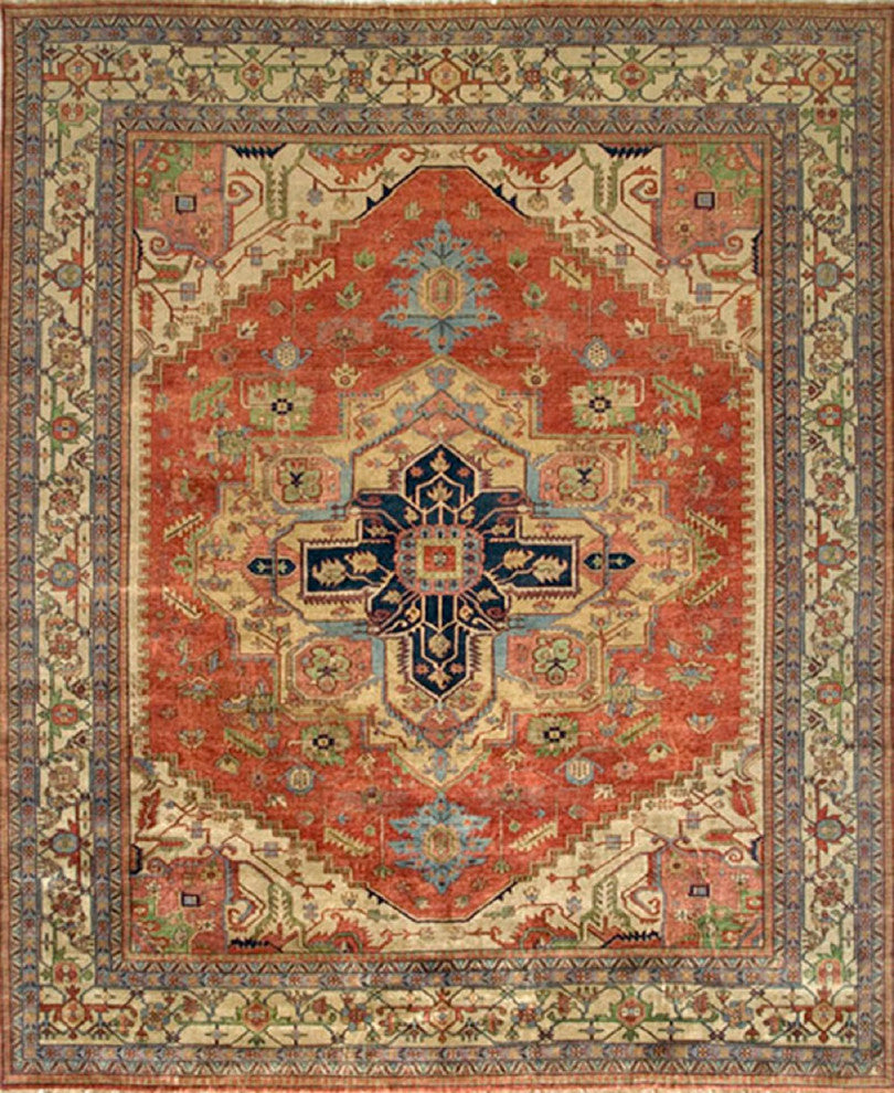 Pasargad Home Serapi Collection Hand-Knotted Rust Wool Area Rug, 2'x3'
