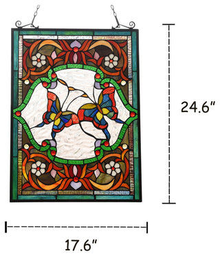 CHLOE Lighting Annabella Tiffany Animal Design Window Panel 18"x25"