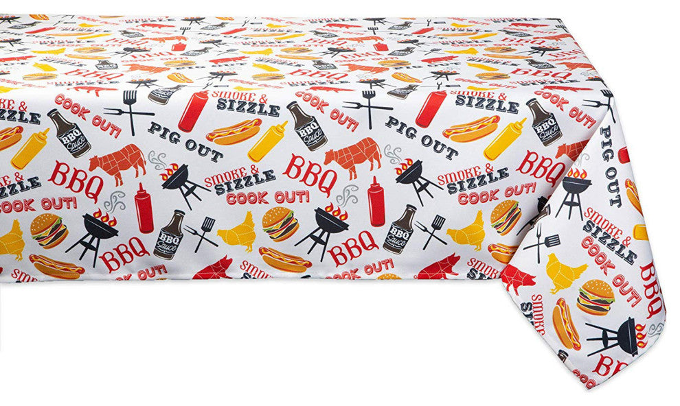 DII Bbq Fun Print Outdoor Tablecloth