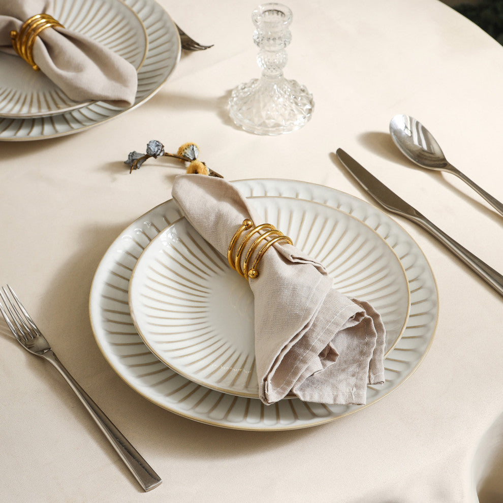 Stone Lain Linea Stoneware 12-Piece Dinnerware Set, White
