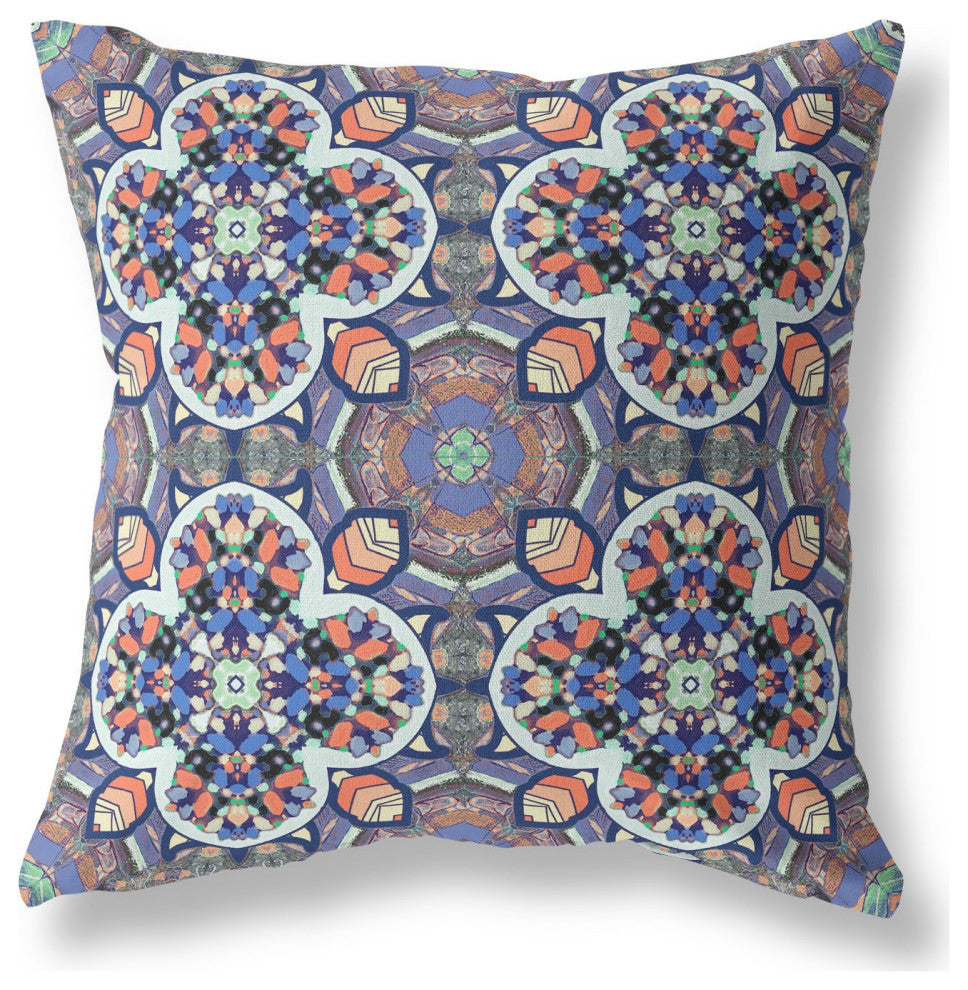 16" Gray Blue Cloverleaf Boho Suede Throw Pillow