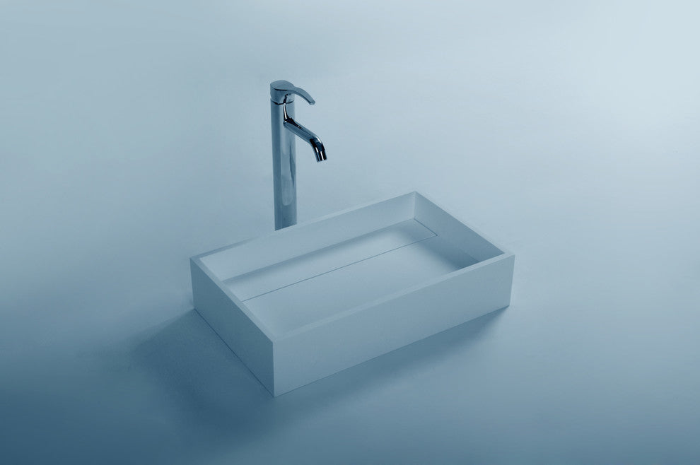 ADM Rectangular Countertop Sink, White, 20", Matte White