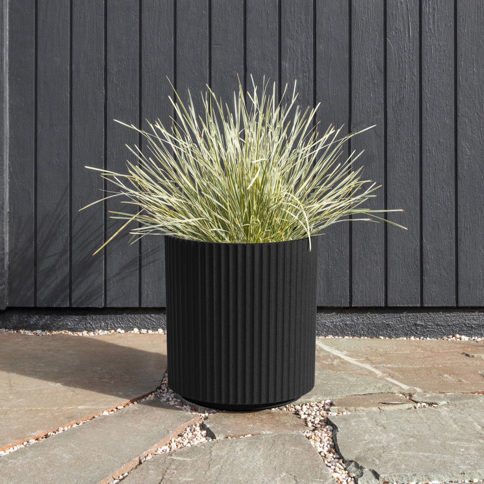 Veradek Demi Series Planter, Black, 16", 2 Pack