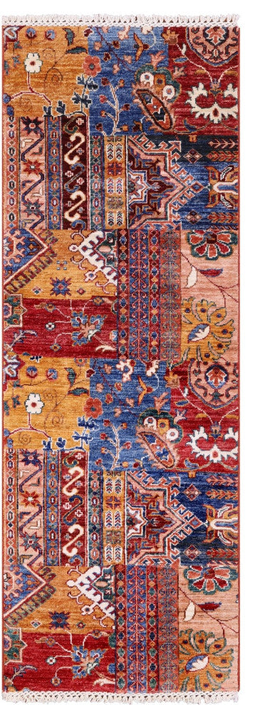 2' 1" X 5' 11" Runner Hand-Knotted Super Kazak Rug - Q12801