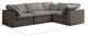 Plush Velvet / Down Standard Comfort L-Shaped Modular Sectional, Grey, 4-Piece: 1 Armless Chair, 3 Corner Chair