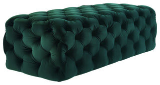 Kaylee Green Velvet Ottoman - Green