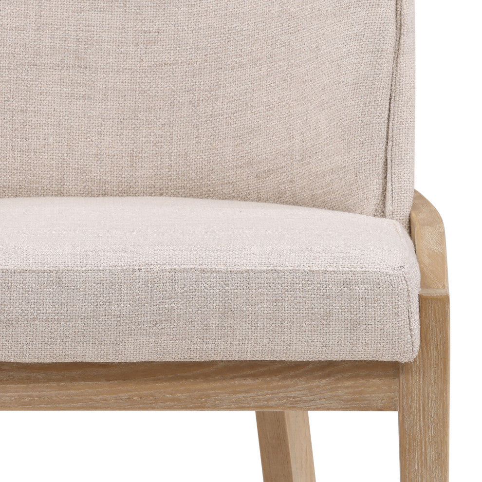 Jhene Elm Wood Upholstered Dining Chair, Off-white