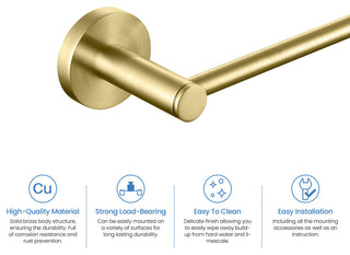 Circular 2-Piece Bathroom Hardware Set, Brushed Gold