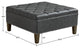 Madison Park Leathered Tufted Square Ottoman, Charcoal Grey