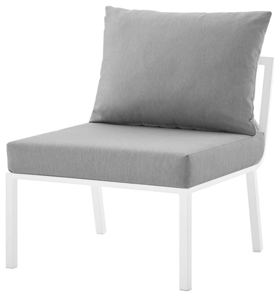 Lounge Sectional Sofa Chair Set, Aluminum, Metal, White Gray, Outdoor