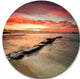 Wonderful Sunrise On Black Ocean, Beach Disc Metal Artwork, 11"