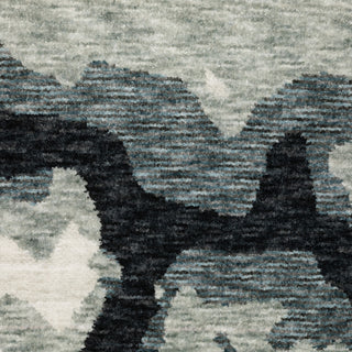 Easely Modern Abstract Elements Blue/ Ivory Area Rug, 5'3" x 7'6"