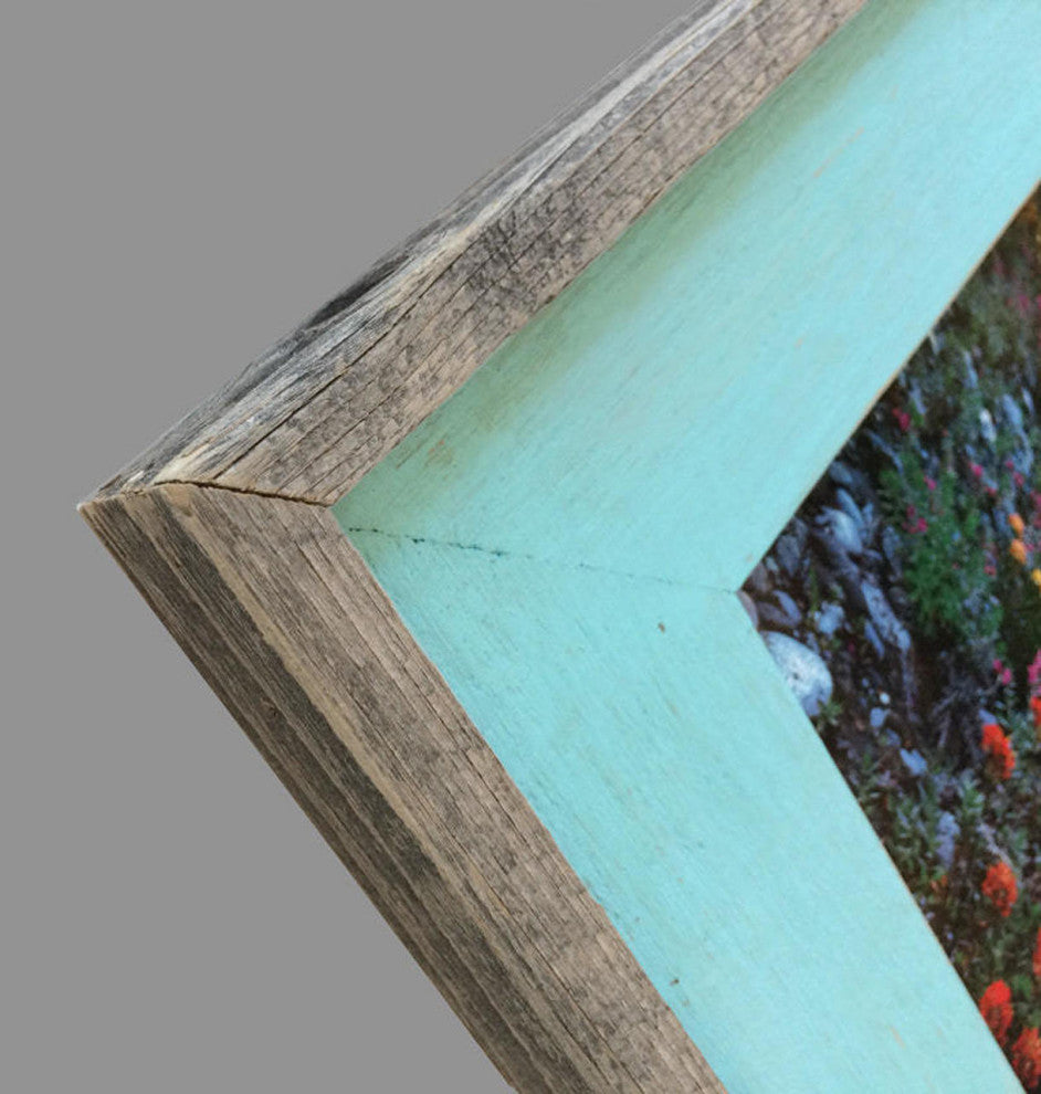Barnwood Picture Frame, Lighthouse Robin Egg Blue Rustic Wood Frame, 10"x13"