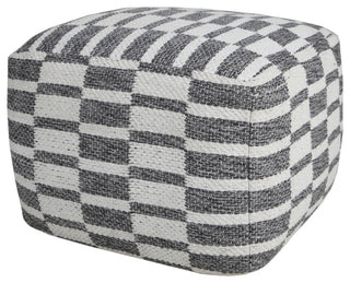 Modern Checkered Dimensional Pouf Ottoman