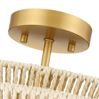 Semi-Flush Mount Ceiling Light, Beige, 16'' Wide