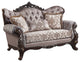 ACME Benbek Loveseat With 3 Pillows, Fabric and Antique Oak Finish