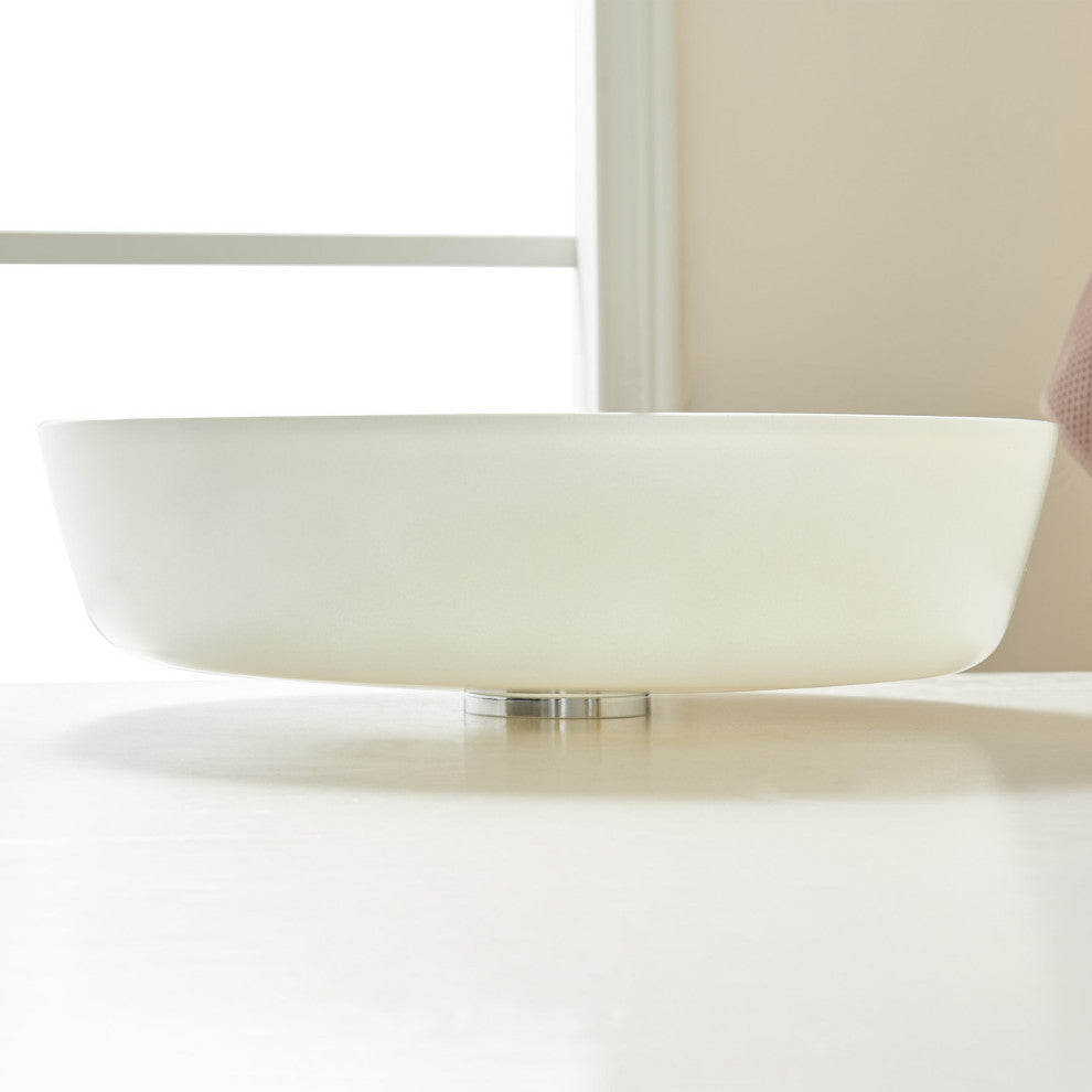 Circular Vessel Bathroom Sink without Faucet, White