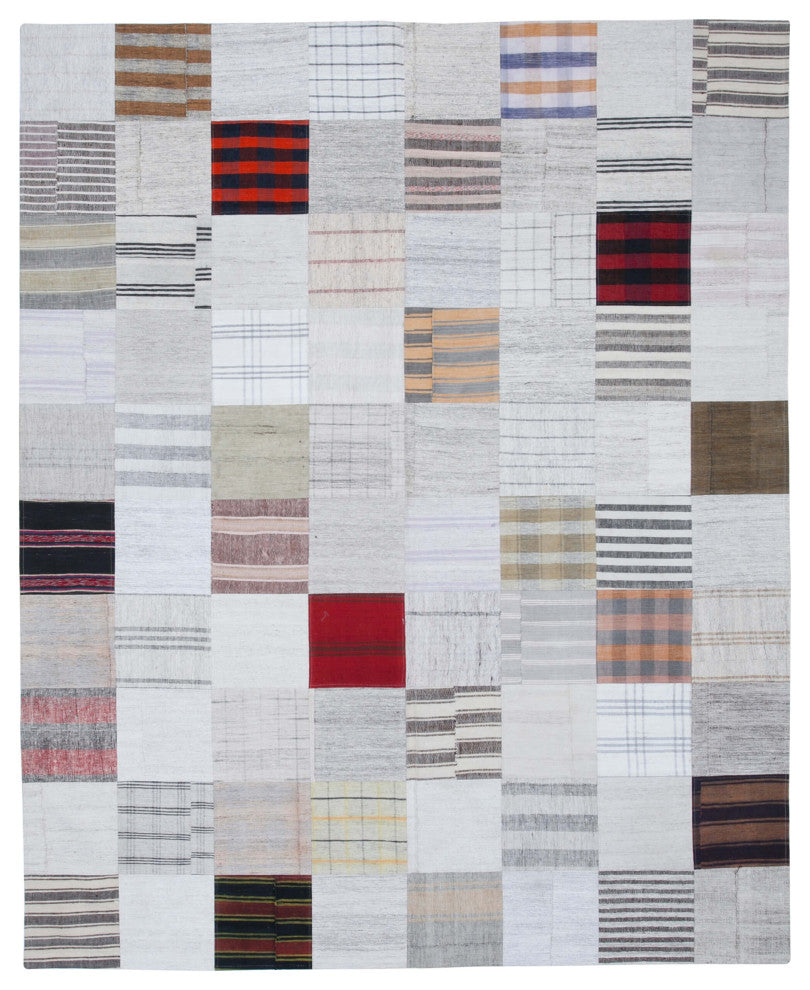 Rug N Carpet - Handmade Oriental 8' 1'' x 9' 11'' Rustic Patchwork Kilim Rug