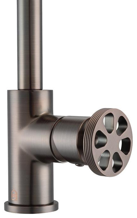Urban Deck Mount Round Wheel Handle 1-Hole Bathroom Faucet, Oil-Rubbed Bronze
