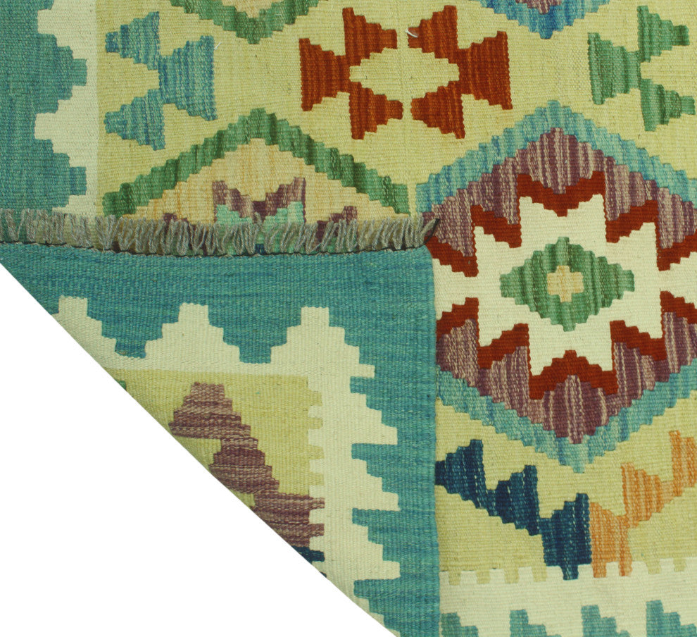 Sangat Kilim Zoya Gold/Ivory Rug, 3'4x4'11