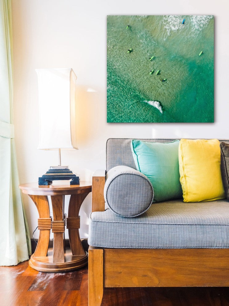 "Green Boards" Wrapped Canvas Print by Karolis Janulis