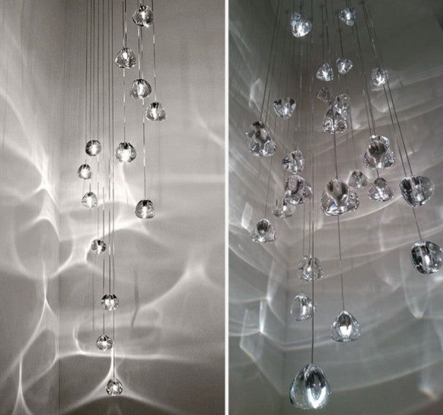 Hanging Modern Crystal Lamp for Staircase, 30 Lights