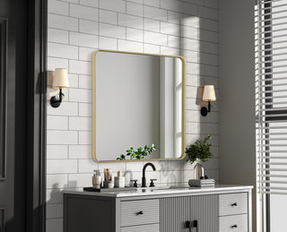 Home Living Contour Metal Rectangle Mirror 36x36, Brass