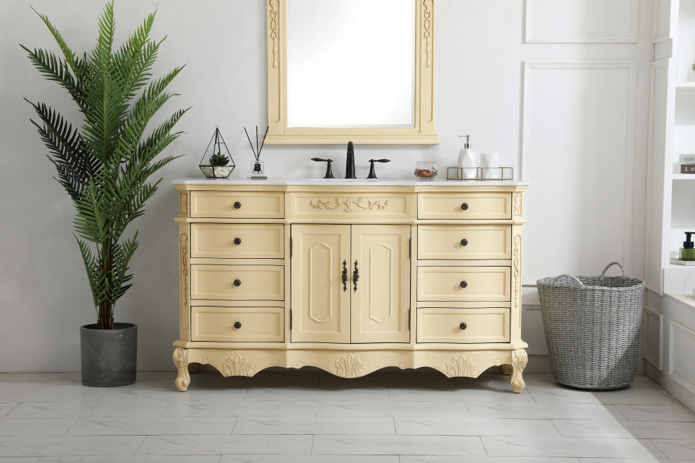 Bathroom Vanity, Light Antique Beige, 60", Single Sink