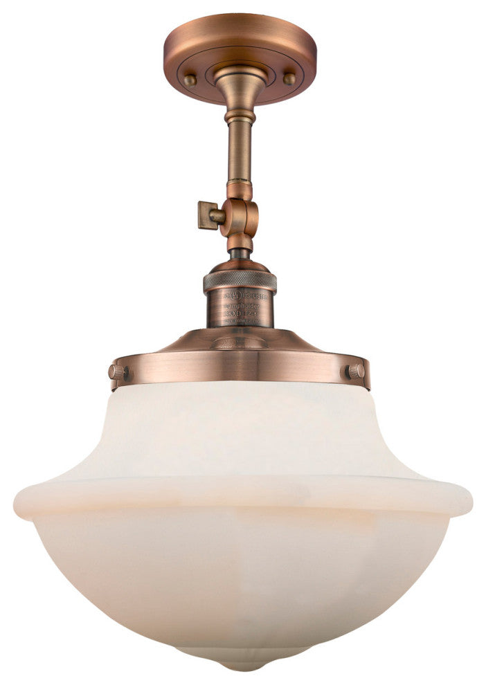 Franklin Restoration Large Oxford 1 Light Semi-Flush Mount in Antique Copper