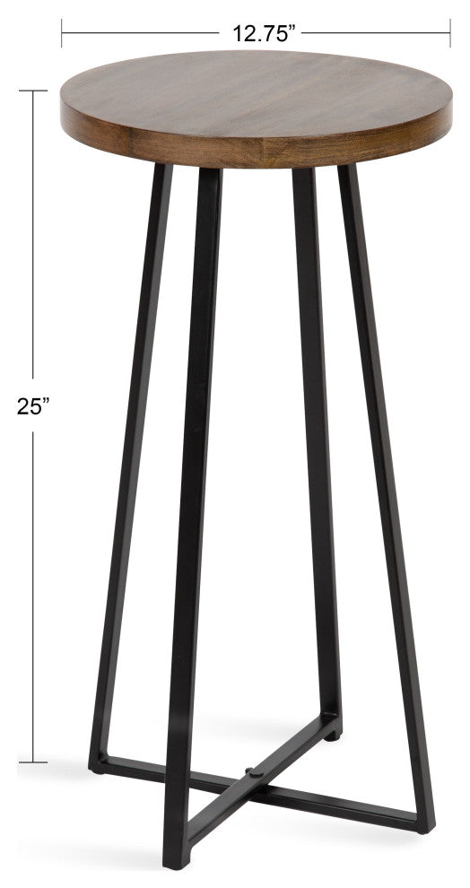 Zia Round Bar Stool, Natural/Black 13x13x25