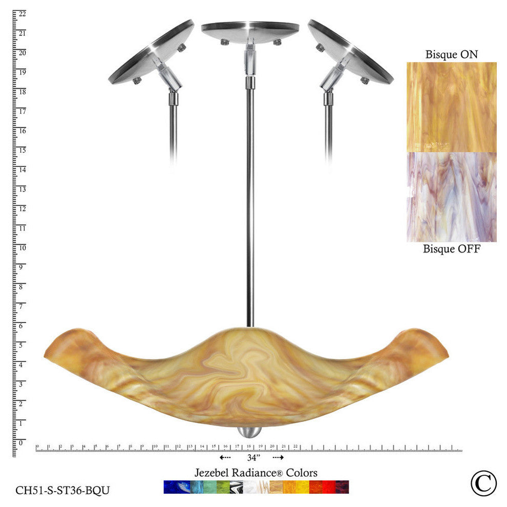 Jezebel Radiance Stingray Chandelier, Bisque, 18" Drop Height