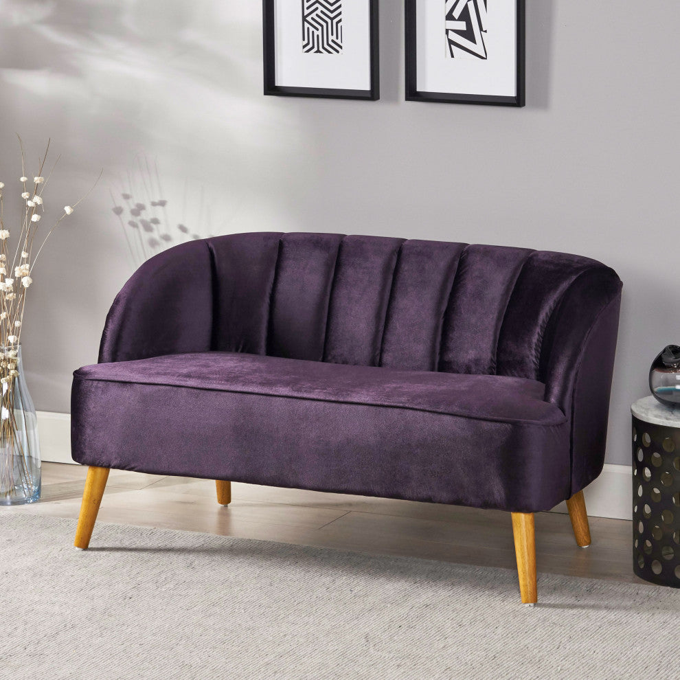 GDF Studio Scarlett Modern New Velvet Sofa, Blackberry