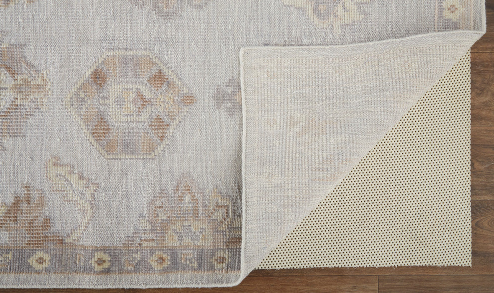 Weave & Wander Tierney Eco Friendly PET Oushak Rug, Vapor Gray/Bone/Tan, 5' X 8'