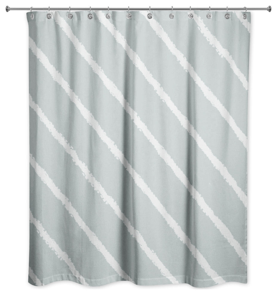 Soft Blue Diagonal Stripes 71x74 Shower Curtain