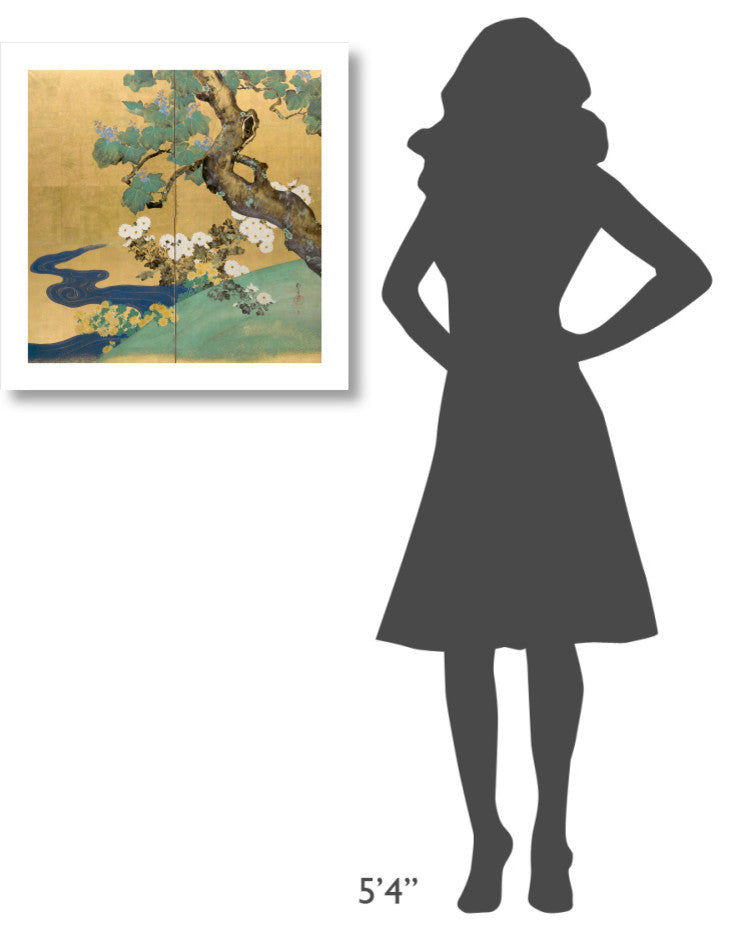 "Paulownias and Chrysanthemums, late 1700s-early 1800s" Paper Art, 24"x24"