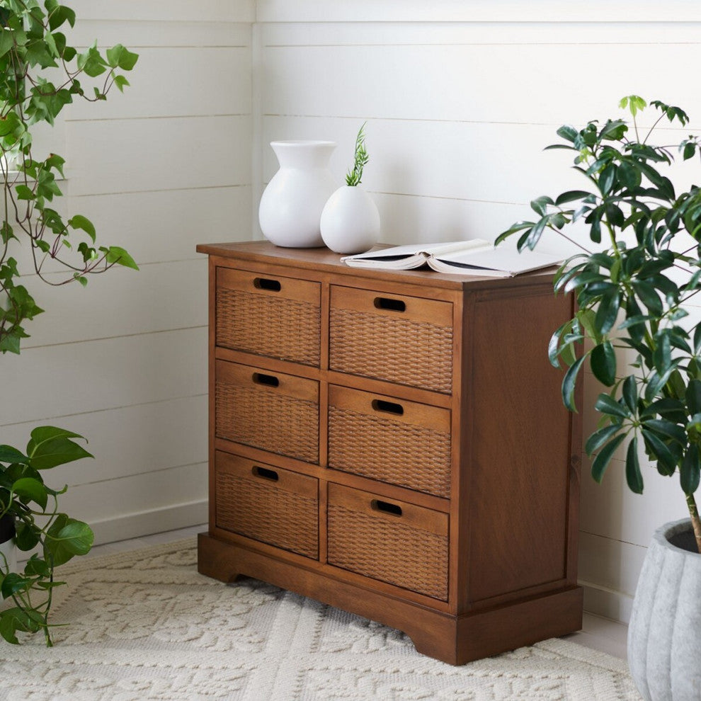 Safavieh Landers 6-Drawer Storage Unit, Honey