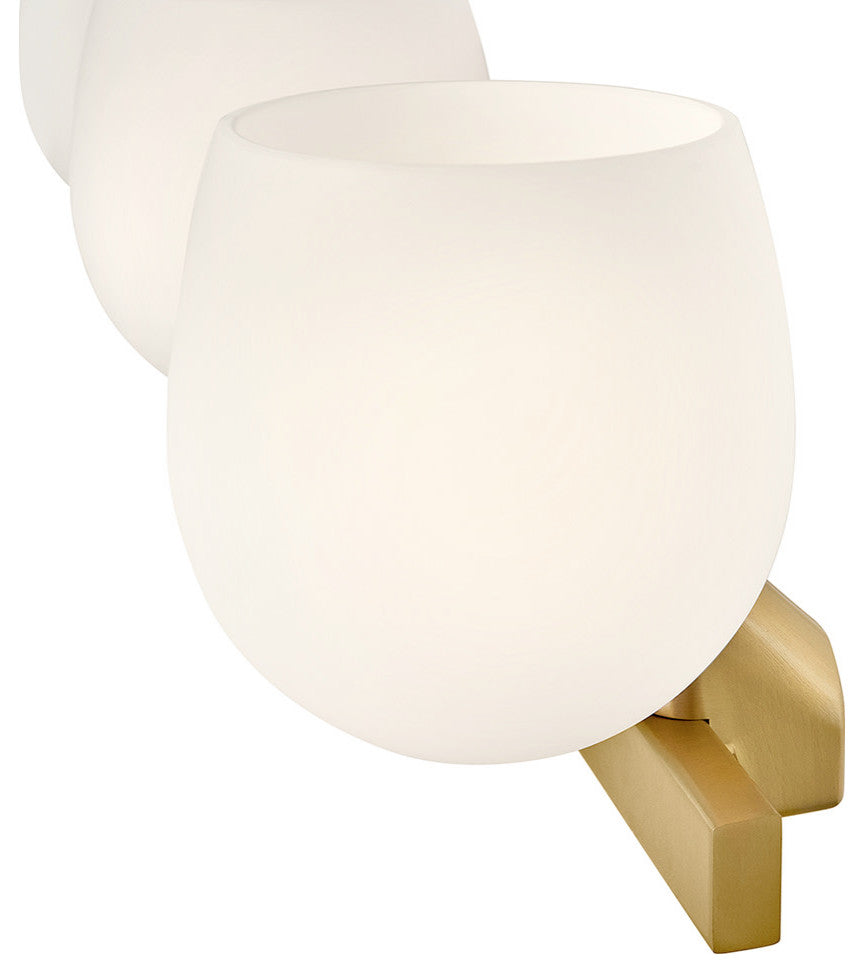 Hinkley Mae Medium Three Light Vanity, Lacquered Brass