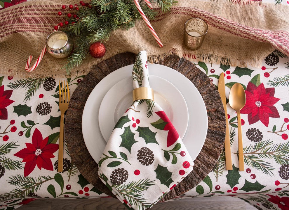 DII Woodland Christmas Tablecloth 52x52"