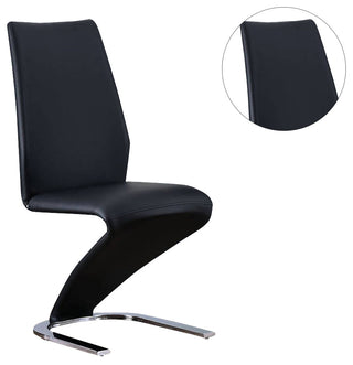 Set of 2 Side Chairs, Black and Chrome