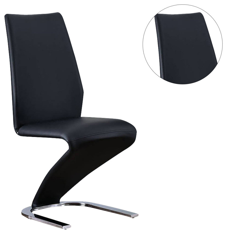 Set of 2 Side Chairs, Black and Chrome