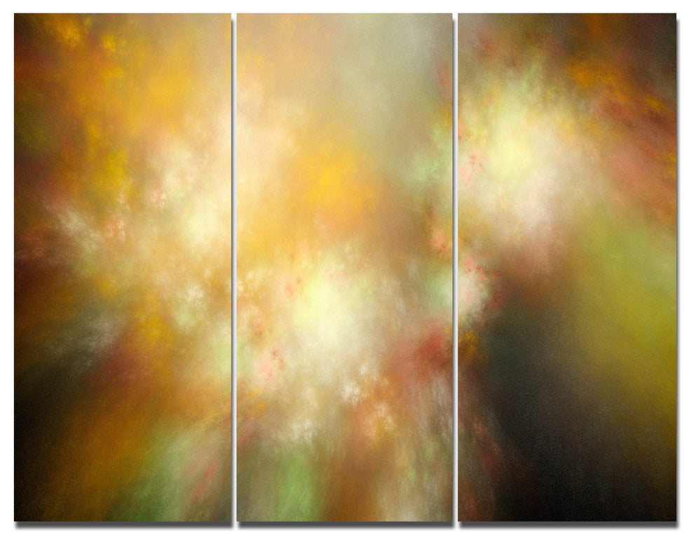 Perfect Yellow Green Starry Sky, Abstract Triptych Canvas Print, 36x28, 3 Panels