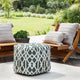 Sark Green 18" x 18" x 18" Green and Ivory Pouf