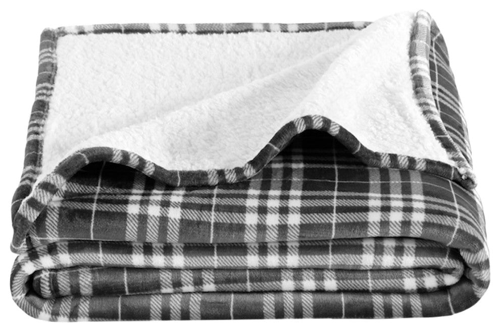 Fleece Sherpa Blanket, Stirling Plaid, Throw
