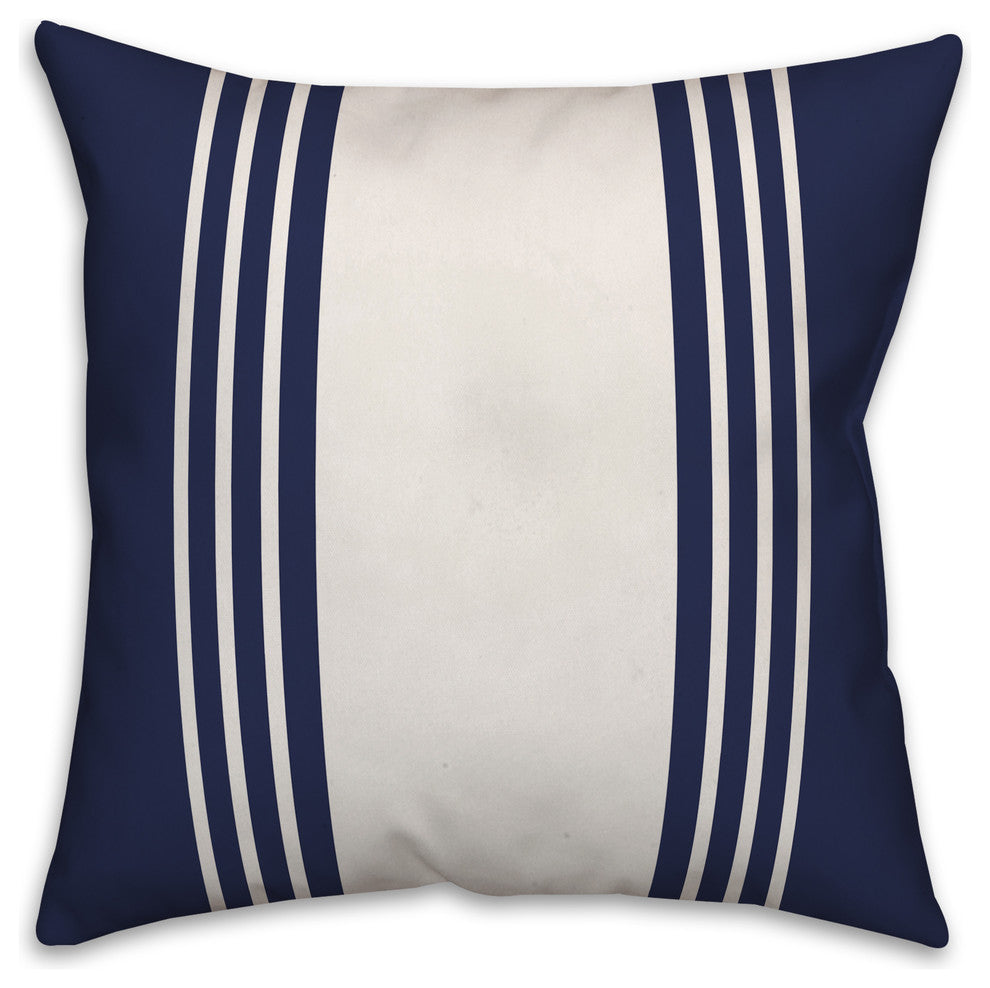 Navy and White Farmhouse Stripe 16x16 Throw Pillow