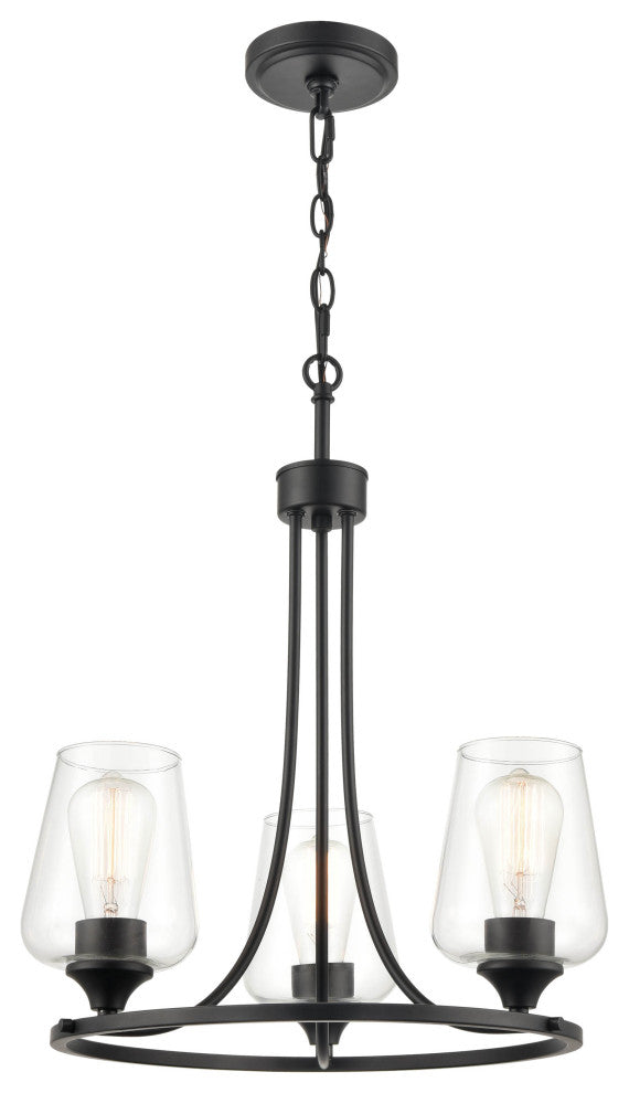 Ashford Collection 3-Light 18" Matte Black Chandelier