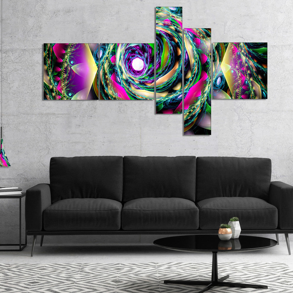 Colorful Exotic Whirlpool Flower, Floral Canvas Art Print, 60"x32", 5 panels